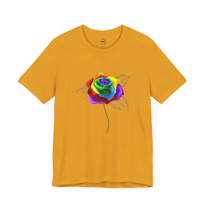 Rainbow Rose Unisex Jersey Tee - Vibrant Floral Design for PRIDE & Everyday Wear Printify