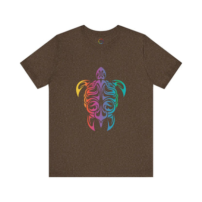 Colorful Tribal Turtle Unisex Short Sleeve Tee - Eco-Friendly Summer Wear Printify