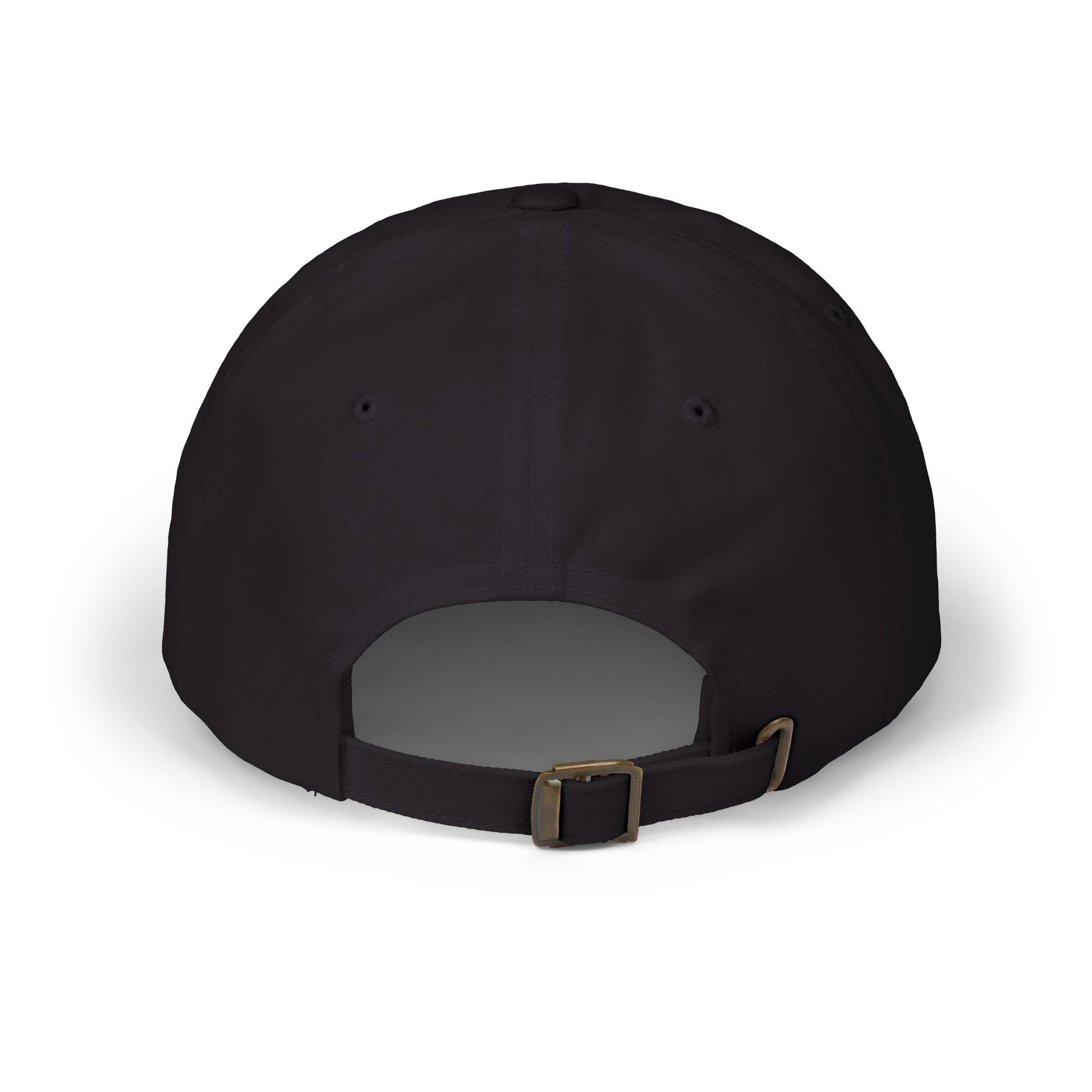 Back view of a black cap from the Worldwide PRIDE store, featuring a rainbow design and the embroidered pronouns they/them/theirs.