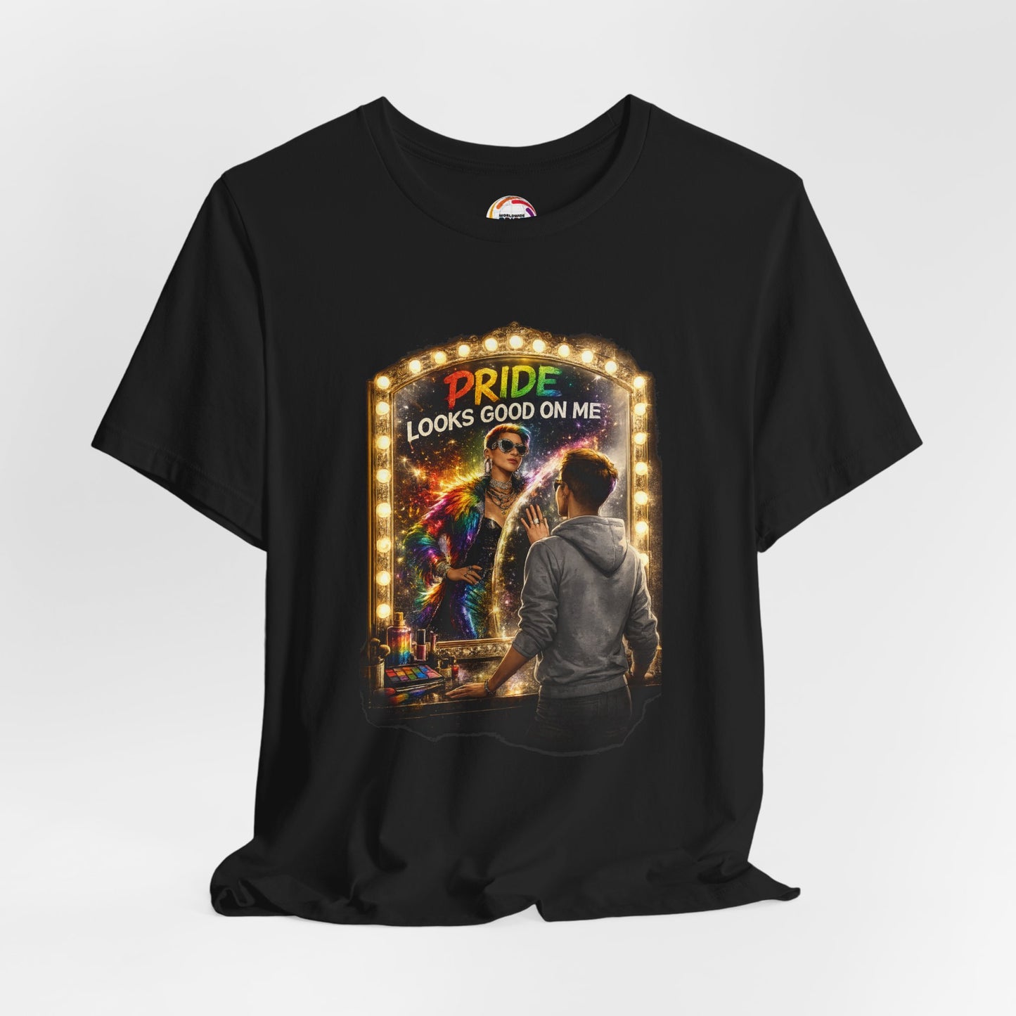 Pride Looks Good On Me T-Shirt — LGBTQ+ Mirror-Glow Graphic Tee