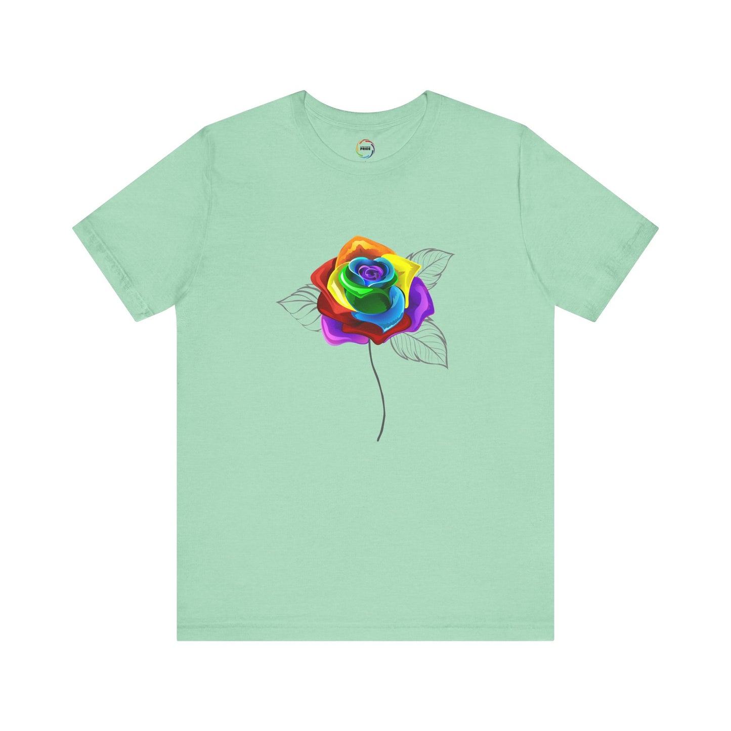 Rainbow Rose Unisex Jersey Tee - Vibrant Floral Design for PRIDE & Everyday Wear