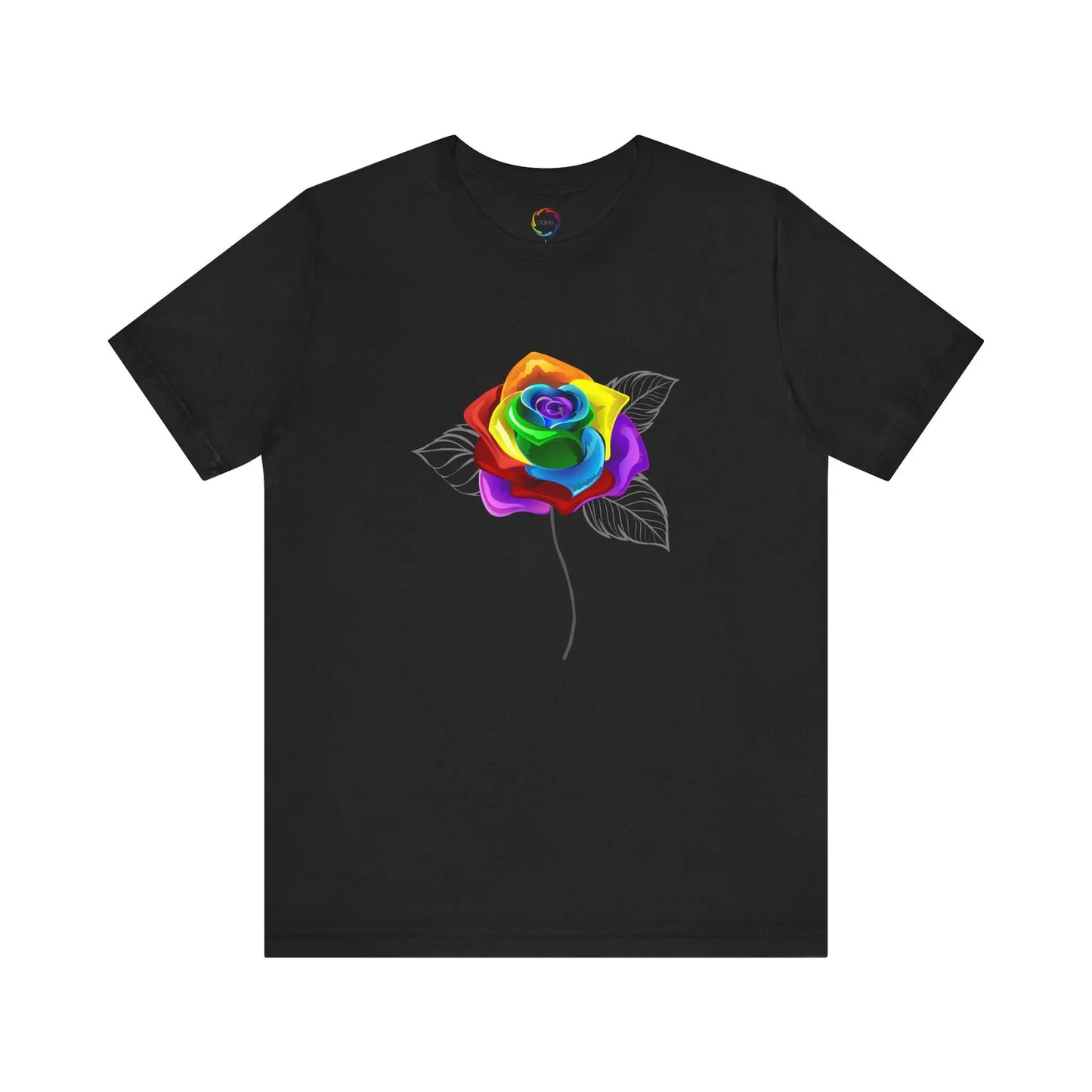 Rainbow Rose Unisex Jersey Tee - Vibrant Floral Design for PRIDE & Everyday Wear Printify