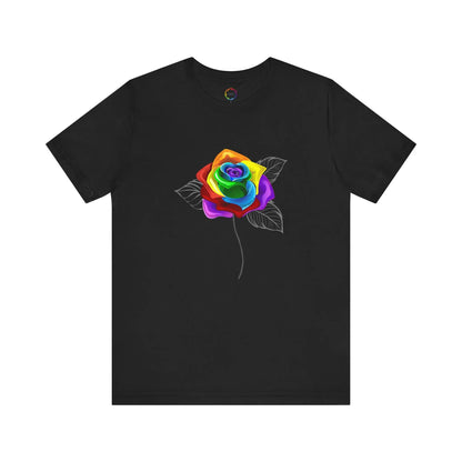Rainbow Rose Unisex Jersey Tee - Vibrant Floral Design for PRIDE & Everyday Wear Printify