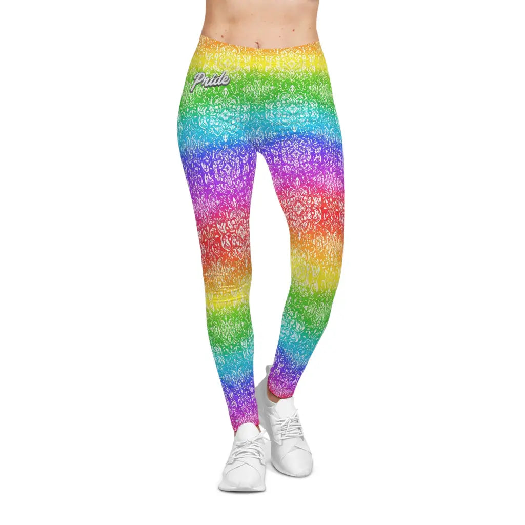 Vibrant Rainbow Pattern Leggings - Colorful Casual Activewear Printify