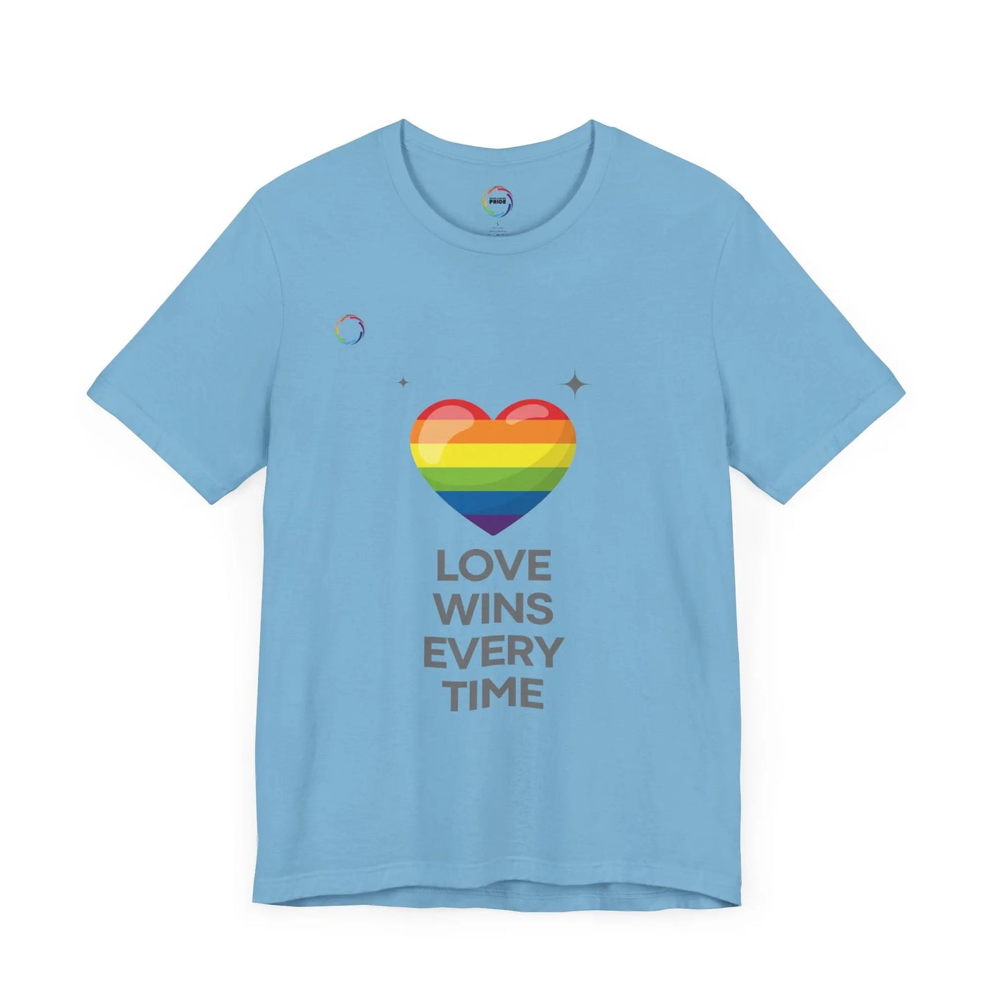 Rainbow Heart Graphic Tee - Love Wins Every Time Printify