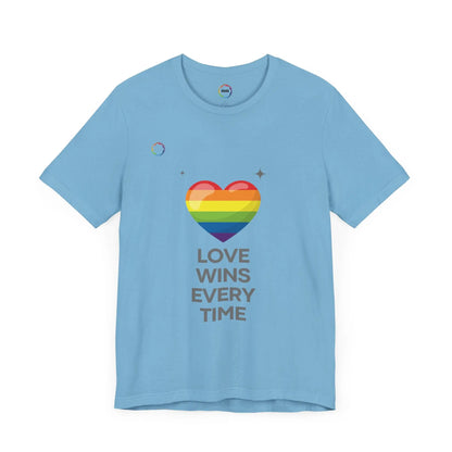 Rainbow Heart Graphic Tee - Love Wins Every Time Printify