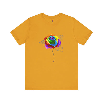 Rainbow Rose Unisex Jersey Tee - Vibrant Floral Design for PRIDE & Everyday Wear Printify