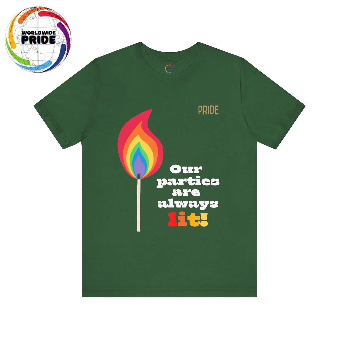 Rainbow Flame Tee - Our parties are always lit Printify