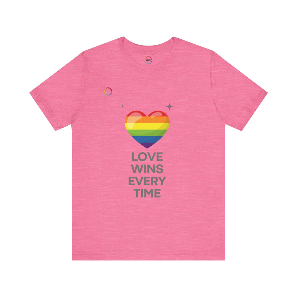 Rainbow Heart Graphic Tee - Love Wins Every Time
