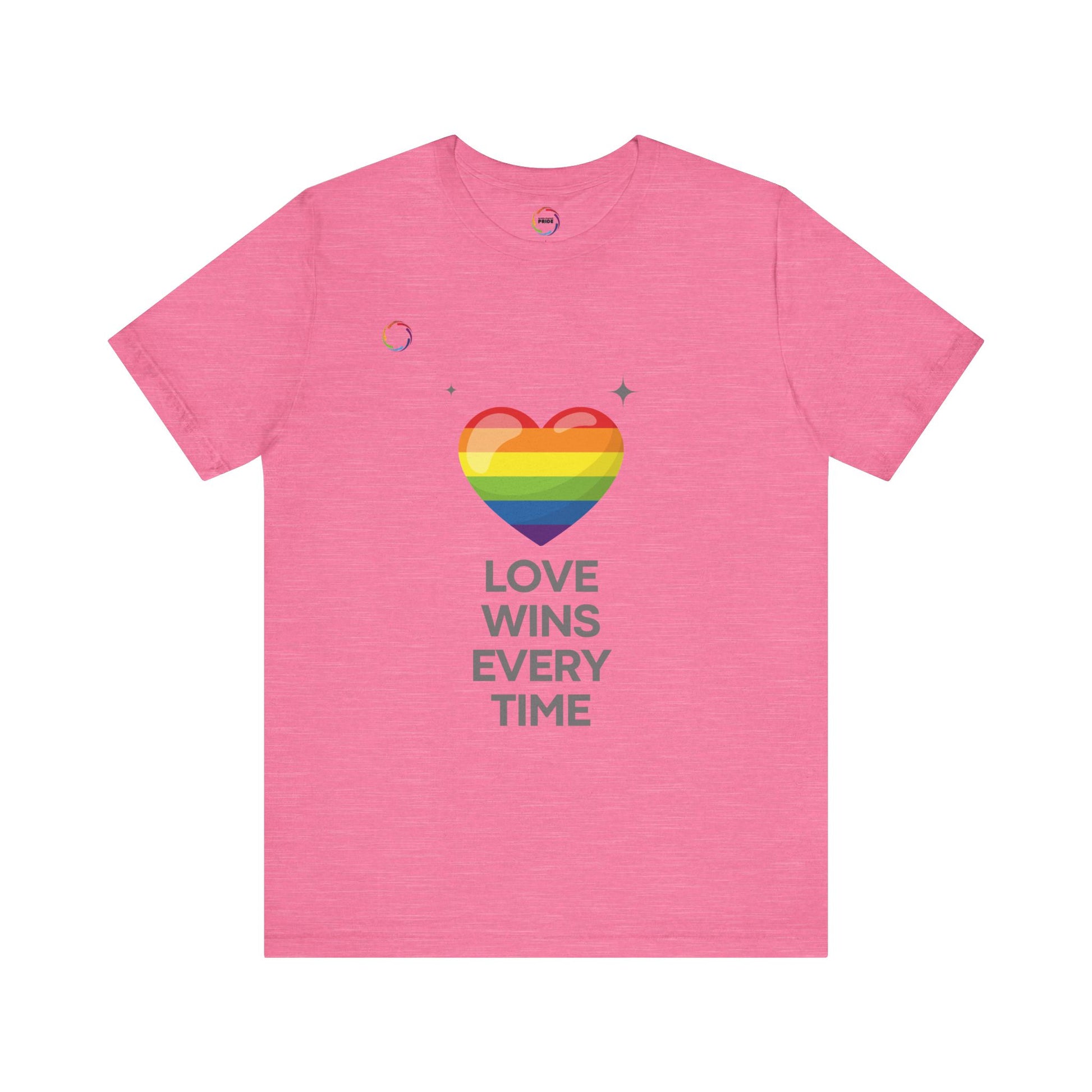 Rainbow Heart Graphic Tee - Love Wins Every Time