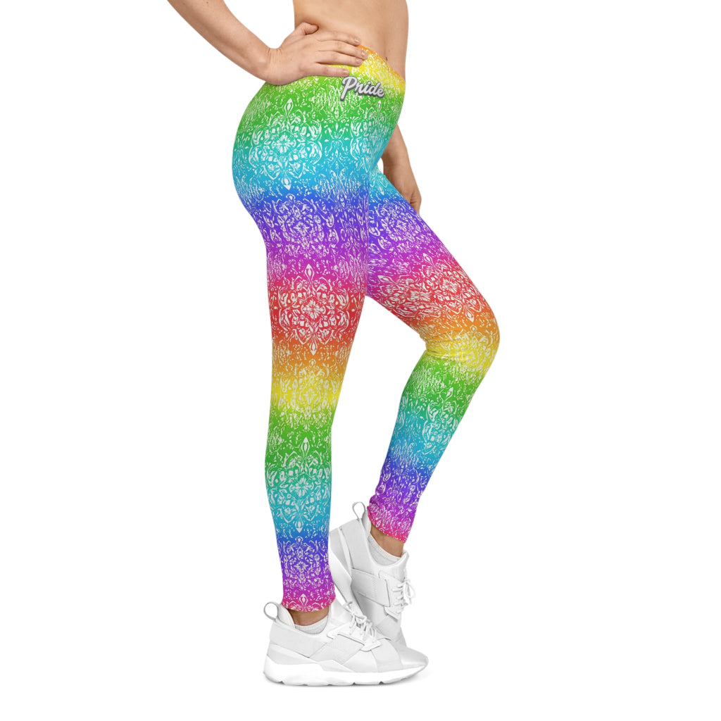 Vibrant Rainbow Pattern Leggings - Colorful Casual Activewear