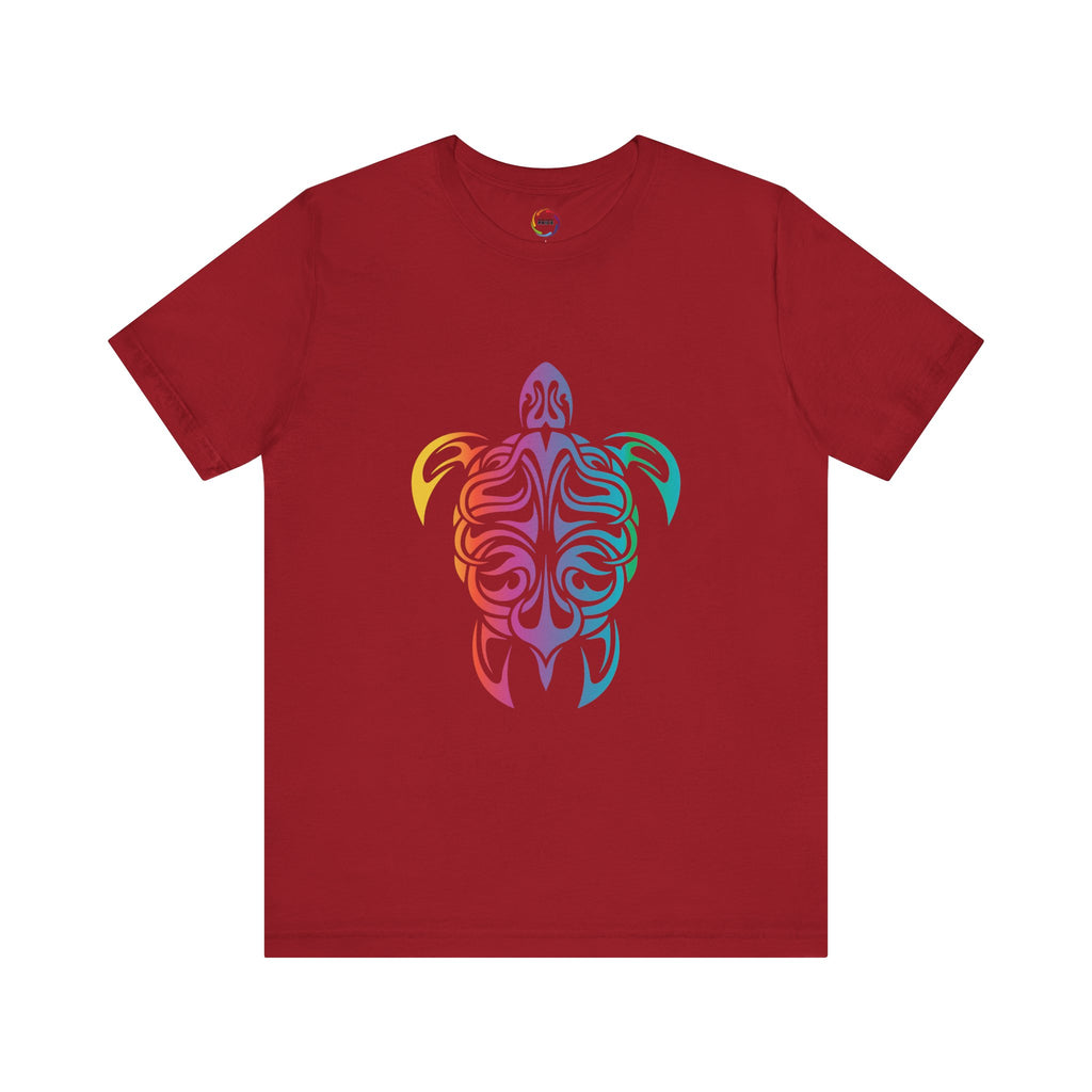 Colorful Tribal Turtle Unisex Short Sleeve Tee - Eco-Friendly Summer Wear