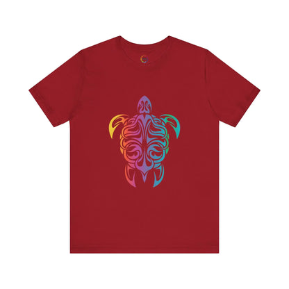 Colorful Tribal Turtle Unisex Short Sleeve Tee - Eco-Friendly Summer Wear Printify