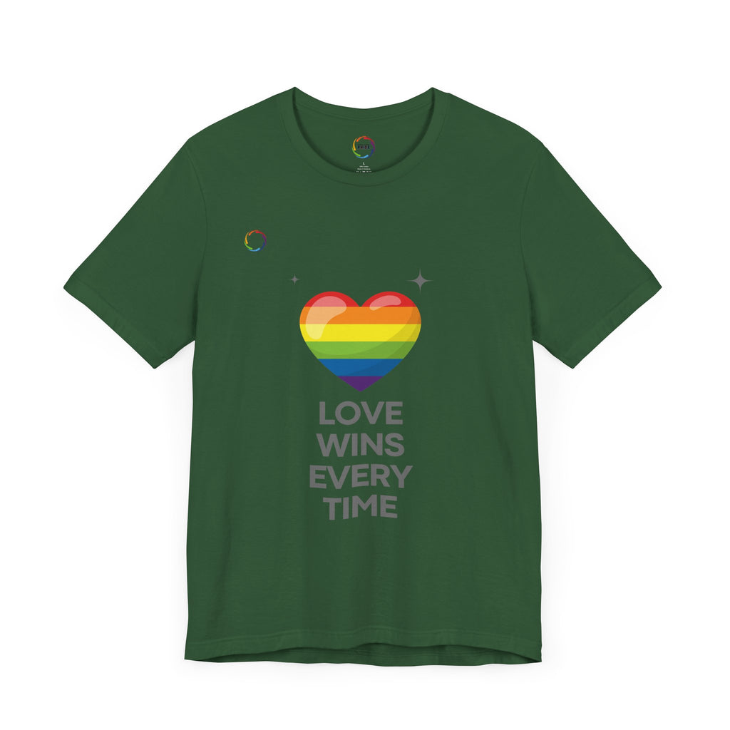 Rainbow Heart Graphic Tee - Love Wins Every Time