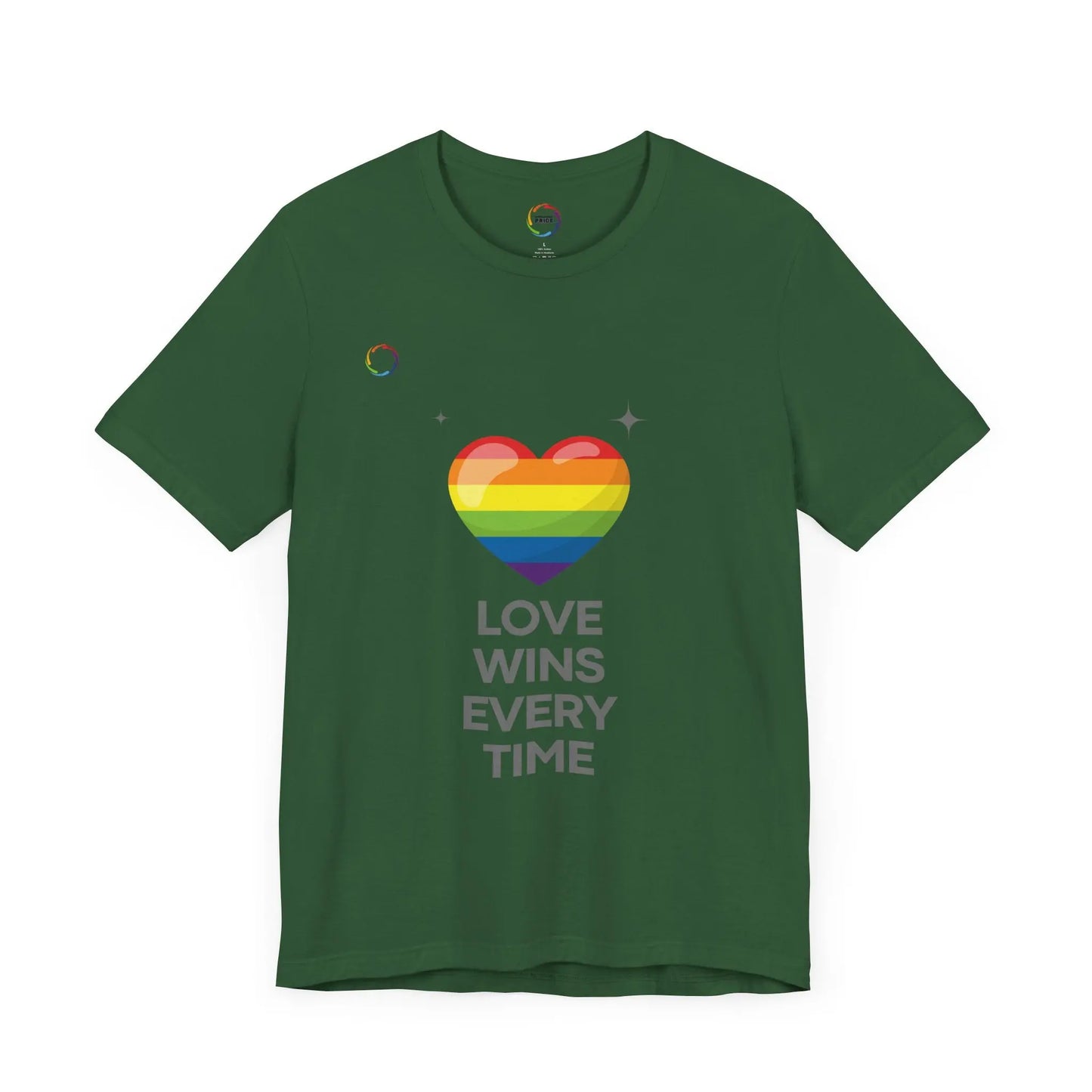 Rainbow Heart Graphic Tee - Love Wins Every Time Printify