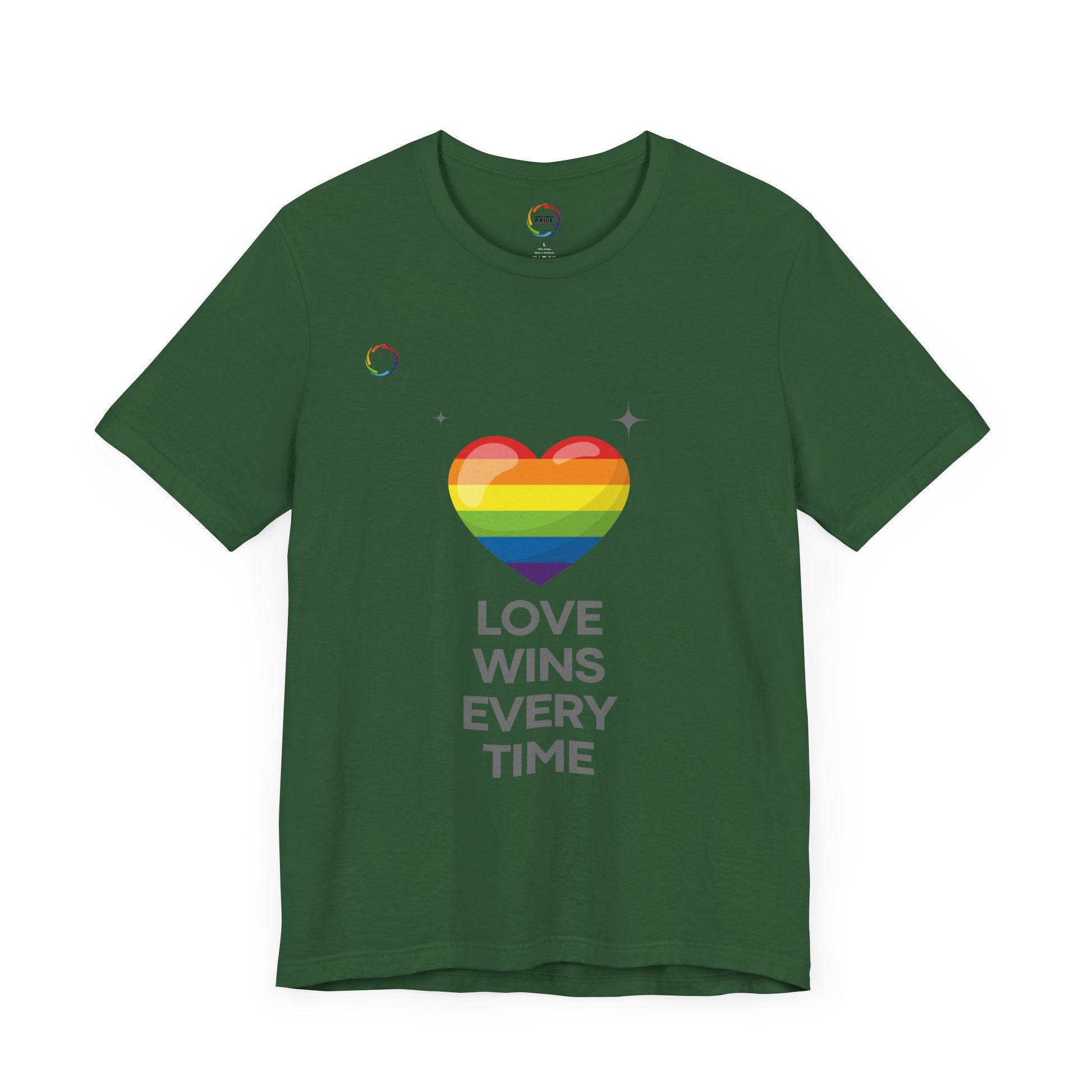 Rainbow Heart Graphic Tee - Love Wins Every Time