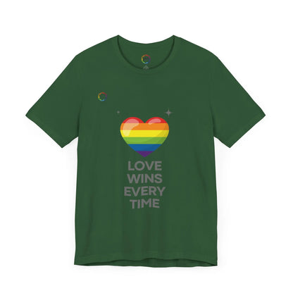 Rainbow Heart Graphic Tee - Love Wins Every Time Printify