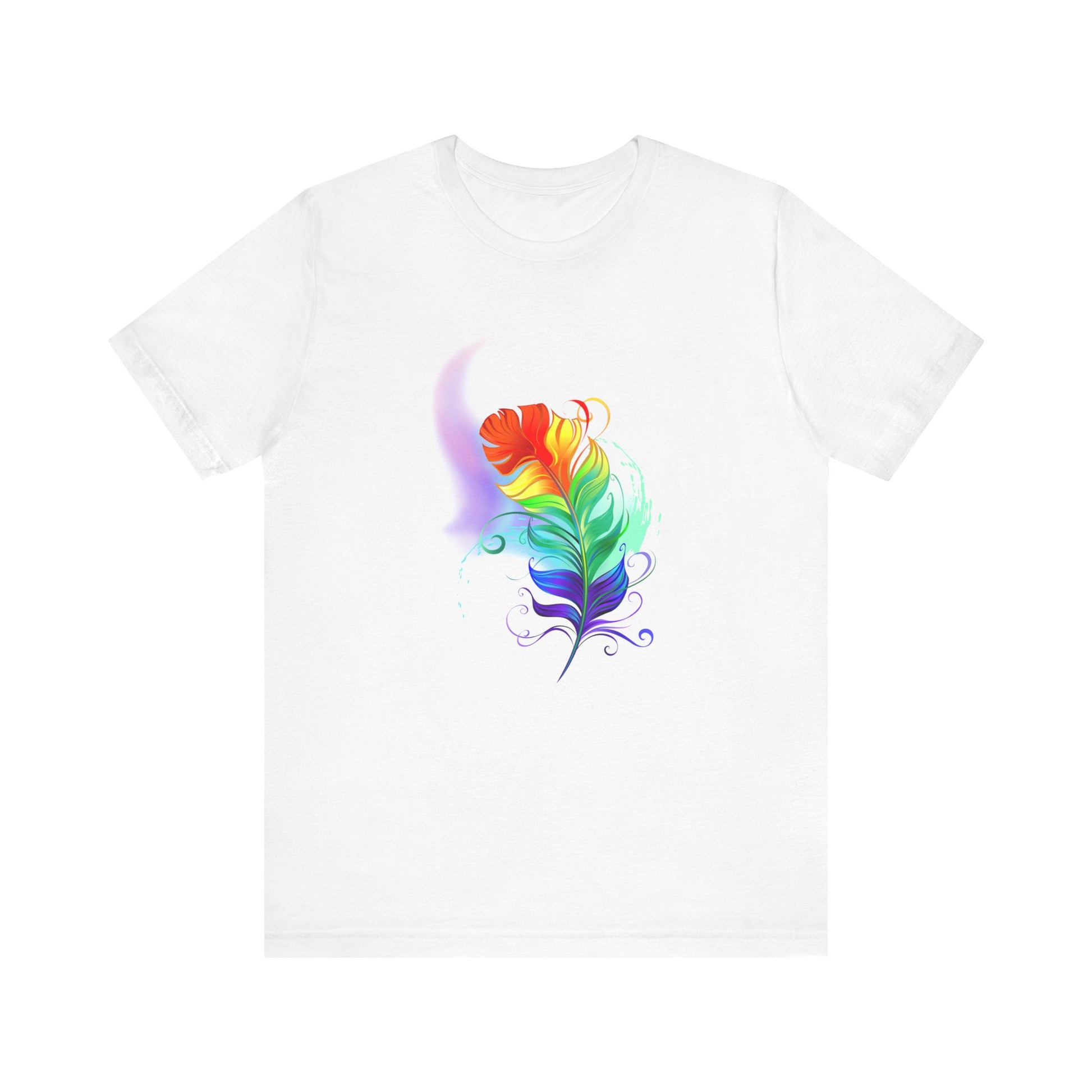 Colorful Feather Unisex T-Shirt - Vibrant Artwork for PRIDE and Self-Expression