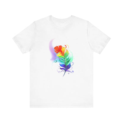 Colorful Feather Unisex T-Shirt - Vibrant Artwork for PRIDE and Self-Expression Printify
