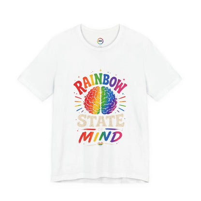 Rainbow State of Mind T‑Shirt — Colorful Brain Pride Graphic Tee Printify