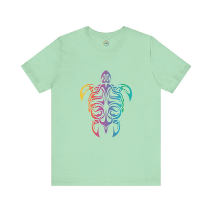 Colorful Tribal Turtle Unisex Short Sleeve Tee - Eco-Friendly Summer Wear Printify