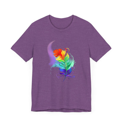 Colorful Feather Unisex T-Shirt - Vibrant Artwork for PRIDE and Self-Expression Printify