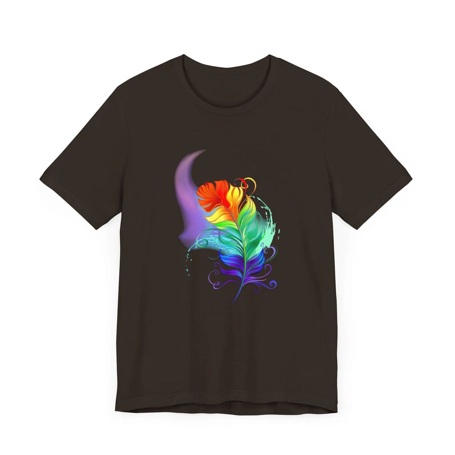 Colorful Feather Unisex T-Shirt - Vibrant Artwork for PRIDE and Self-Expression Printify