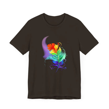 Colorful Feather Unisex T-Shirt - Vibrant Artwork for PRIDE and Self-Expression Printify