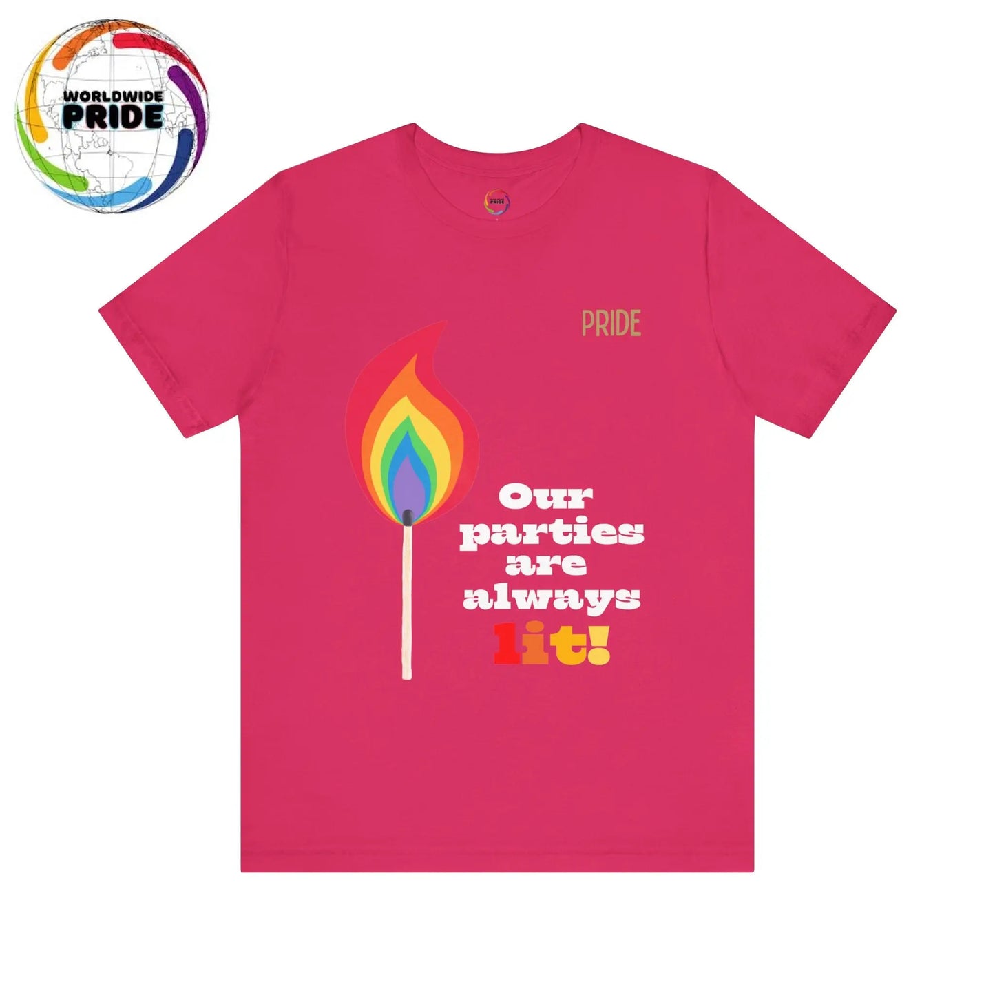 Rainbow Flame Tee - Our parties are always lit Printify