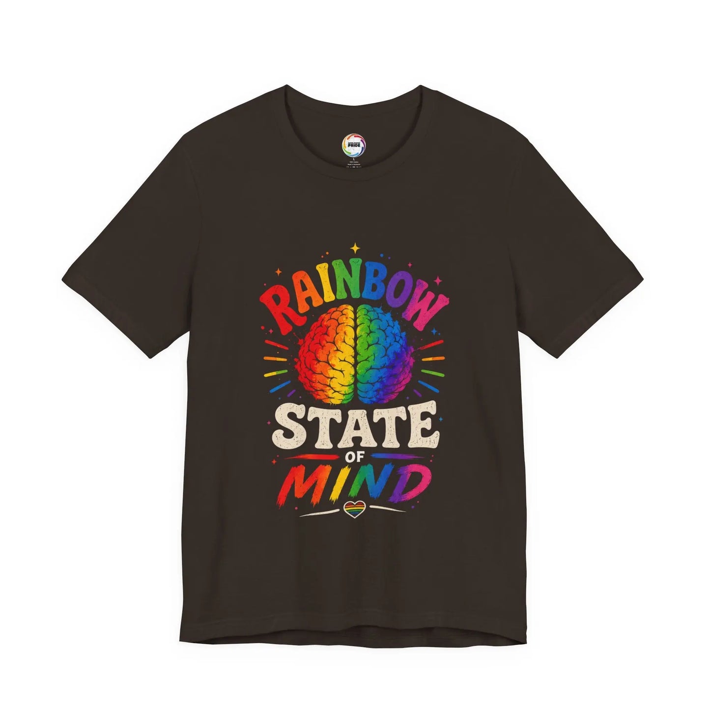 Rainbow State of Mind T‑Shirt — Colorful Brain Pride Graphic Tee Printify