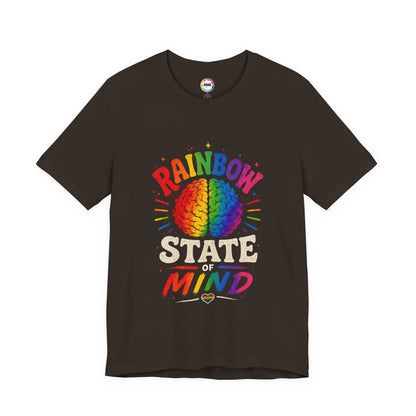Rainbow State of Mind T‑Shirt — Colorful Brain Pride Graphic Tee Printify