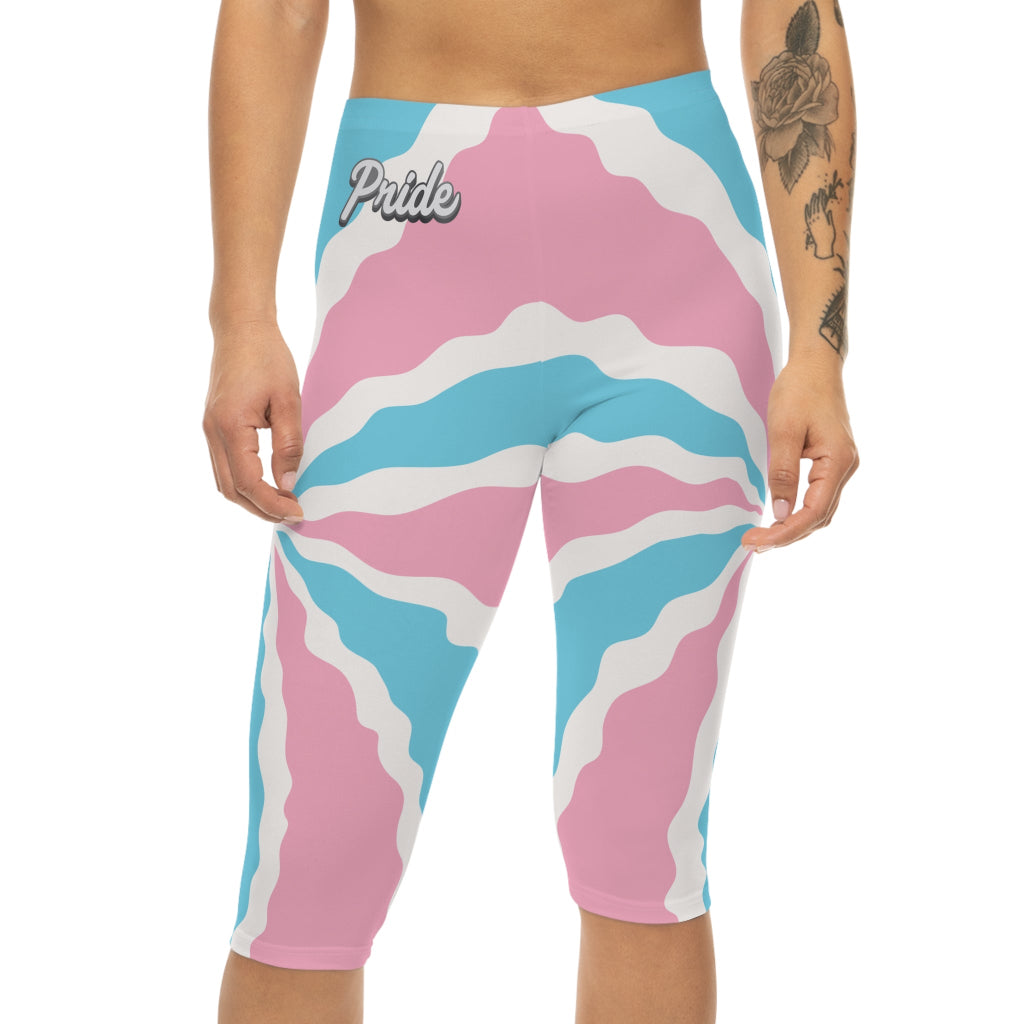 TransPRIDE-Themed Women’s Capri Leggings – Colorful Comfort for Workouts or Not