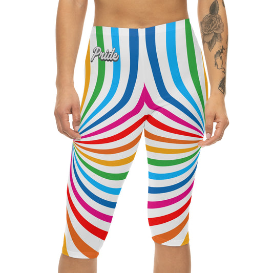 Vibrant PRIDE Women’s Capri Leggings - Colorful Spirals for Celebration & Comfort