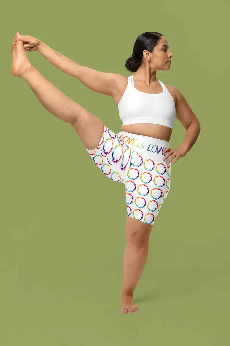 PRIDE Love is Love Workout Shorts for Women Printify