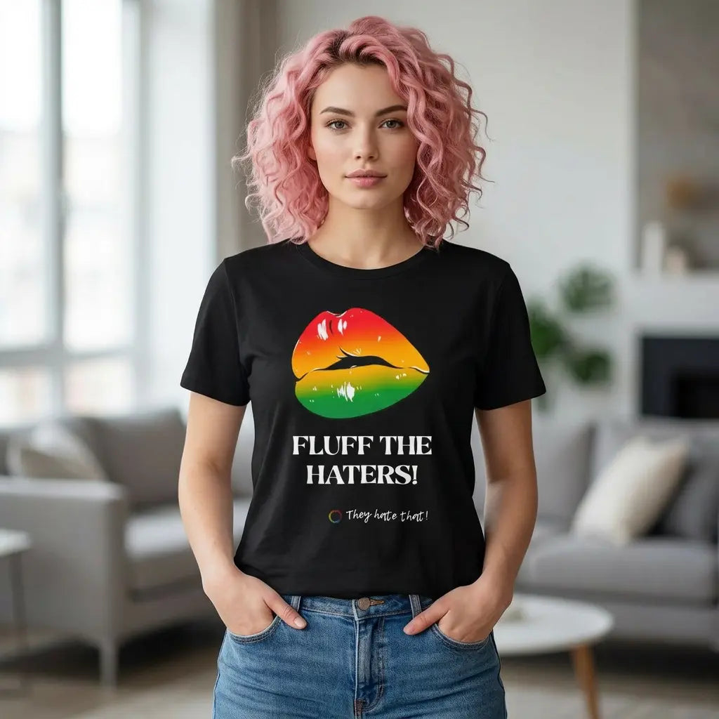 Fluff The Haters Rainbow Lips Tee — Funny Empowerment Graphic T-Shirt Printify