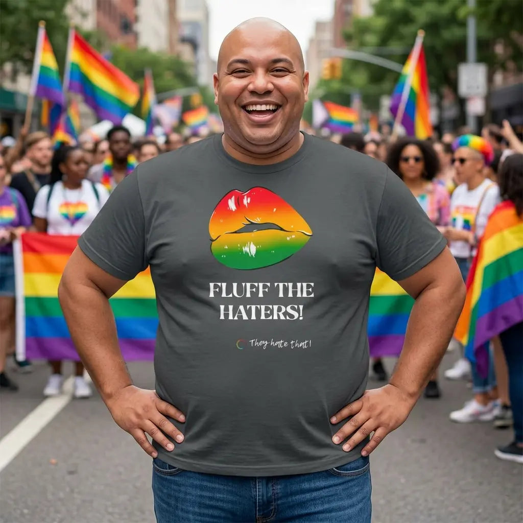 Fluff The Haters Rainbow Lips Tee — Funny Empowerment Graphic T-Shirt Printify