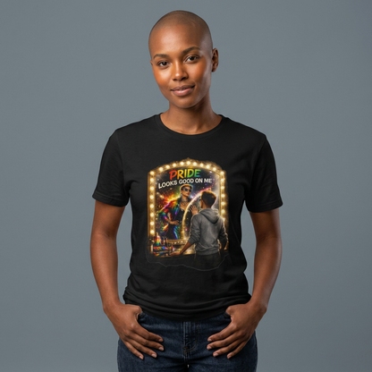 Pride Looks Good On Me T-Shirt — LGBTQ+ Mirror-Glow Graphic Tee