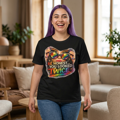 Graphic Tee — "Be Honest... You Looked Twice" Rainbow Sunglasses T‑Shirt