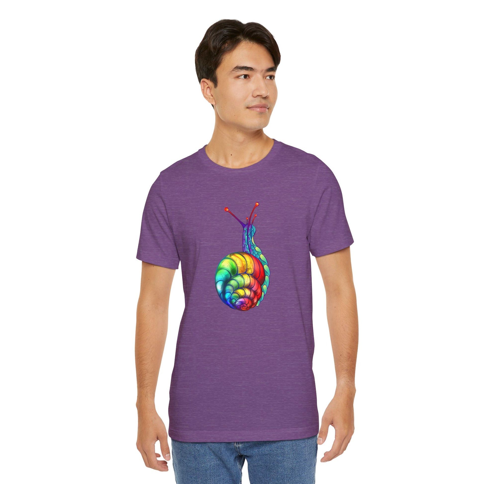 Rainbow Snail Unisex Jersey Tee - Colorful Short Sleeve Shirt