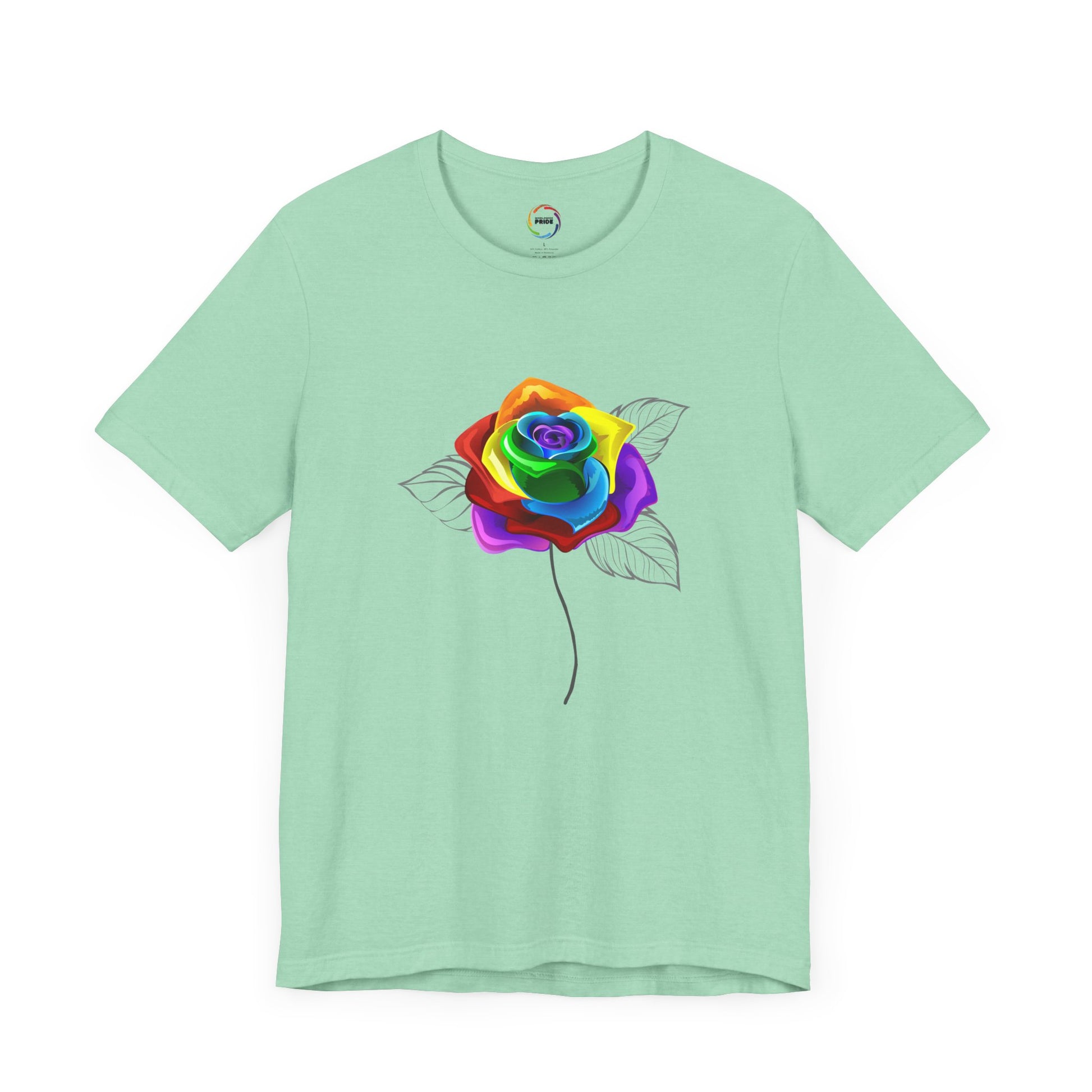 Rainbow Rose Unisex Jersey Tee - Vibrant Floral Design for PRIDE & Everyday Wear