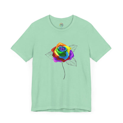 Rainbow Rose Unisex Jersey Tee - Vibrant Floral Design for PRIDE & Everyday Wear Printify