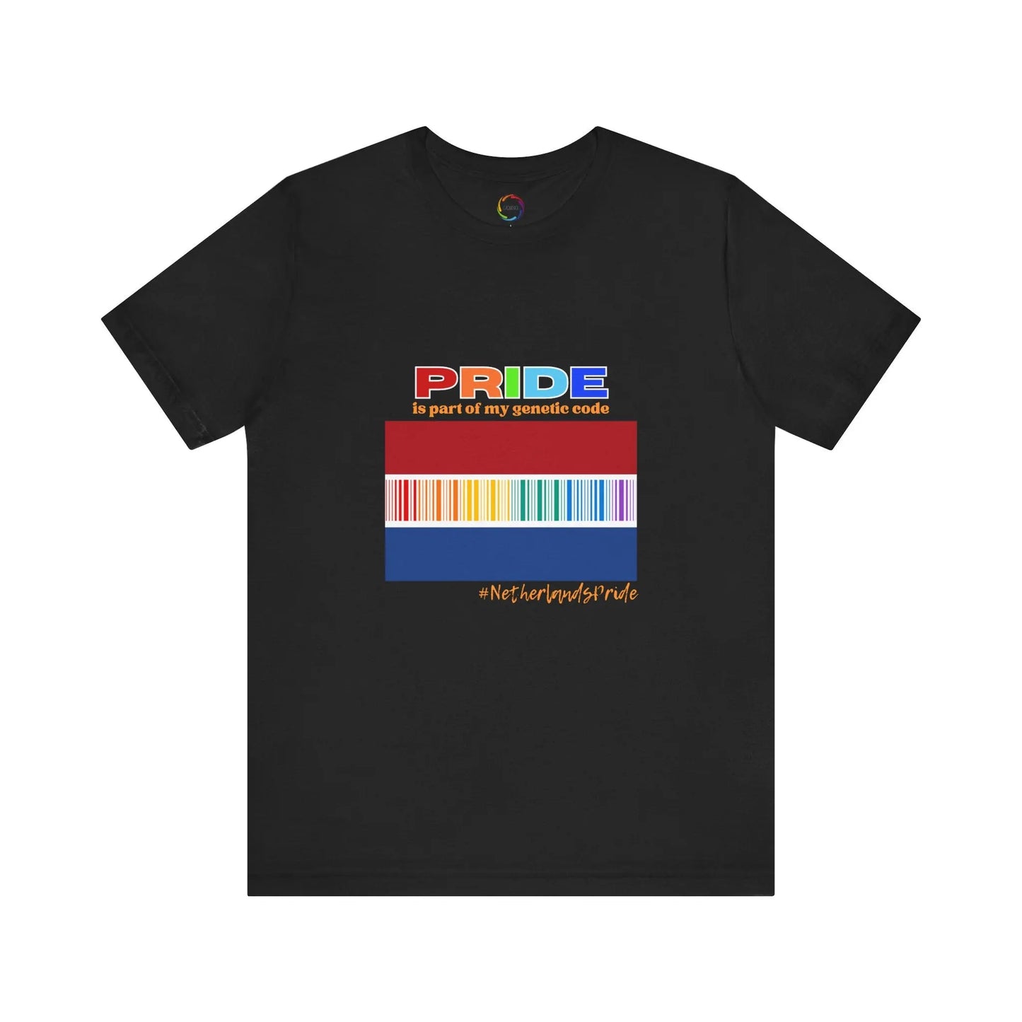 Netherlands PRIDE-Bar Code Unisex Short Sleeve Tee - Celebrating LGBTQ+ Printify