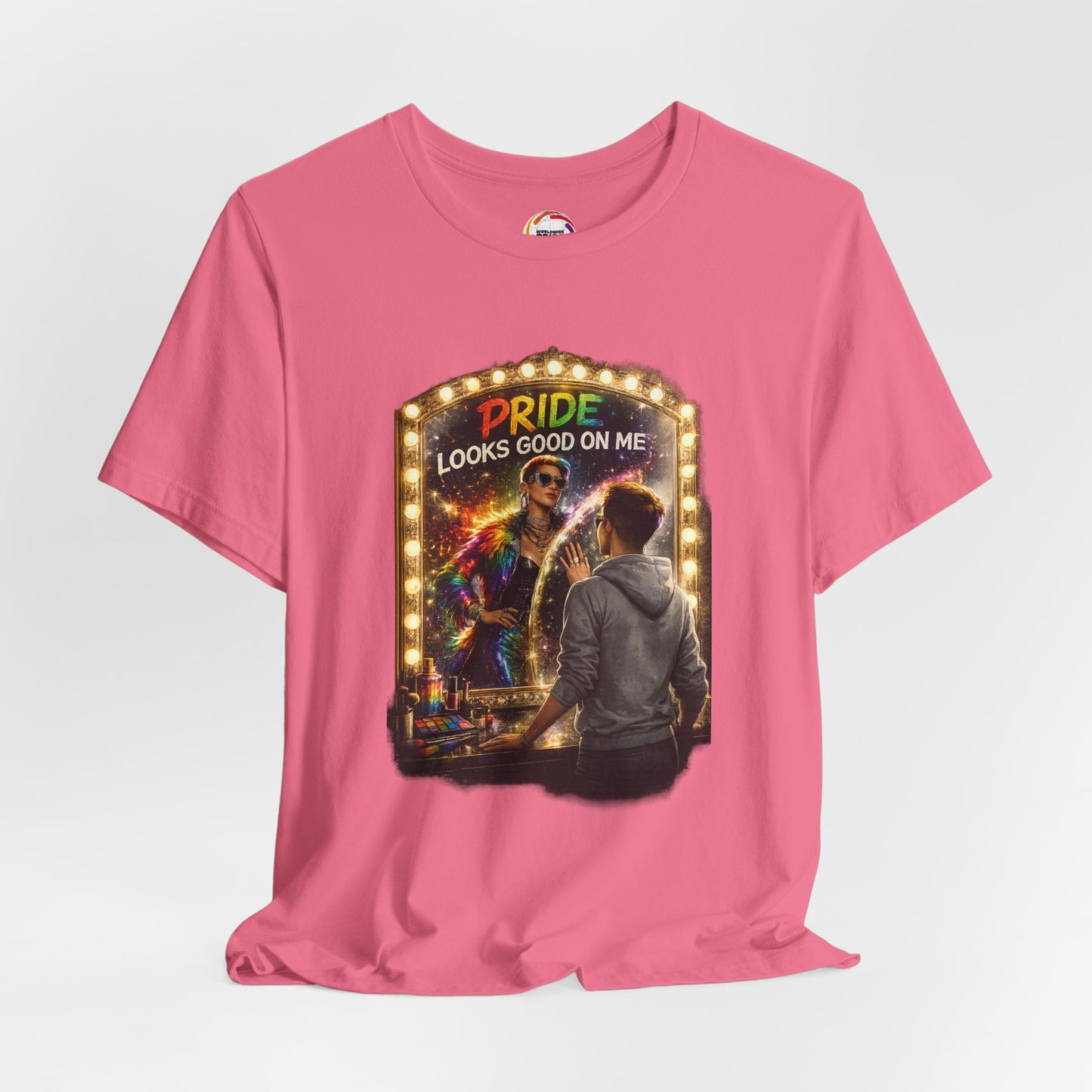 Pride Looks Good On Me T-Shirt — LGBTQ+ Mirror-Glow Graphic Tee