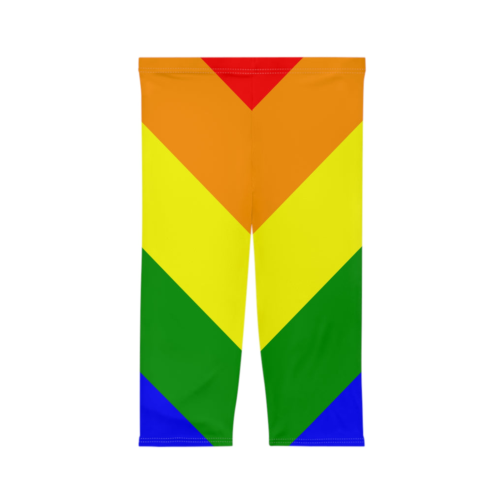 Rainbow Chevron Women’s Capri Leggings - Perfect for PRIDE and Active Wear