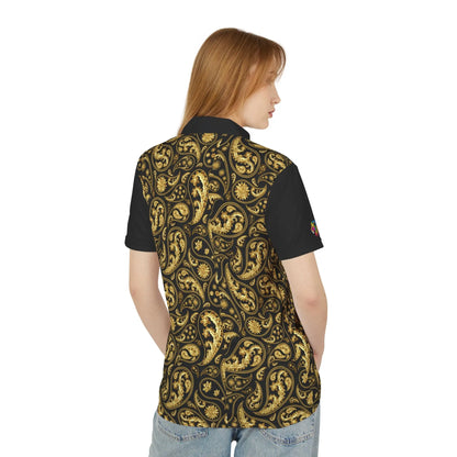 Elegant Gold Paisley Unisex Polo Shirt - Stylish and Comfortable Printify