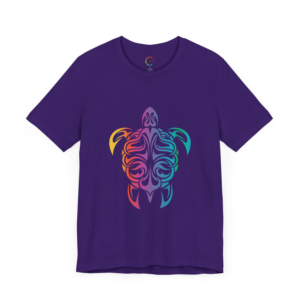 Colorful Tribal Turtle Unisex Short Sleeve Tee - Eco-Friendly Summer Wear