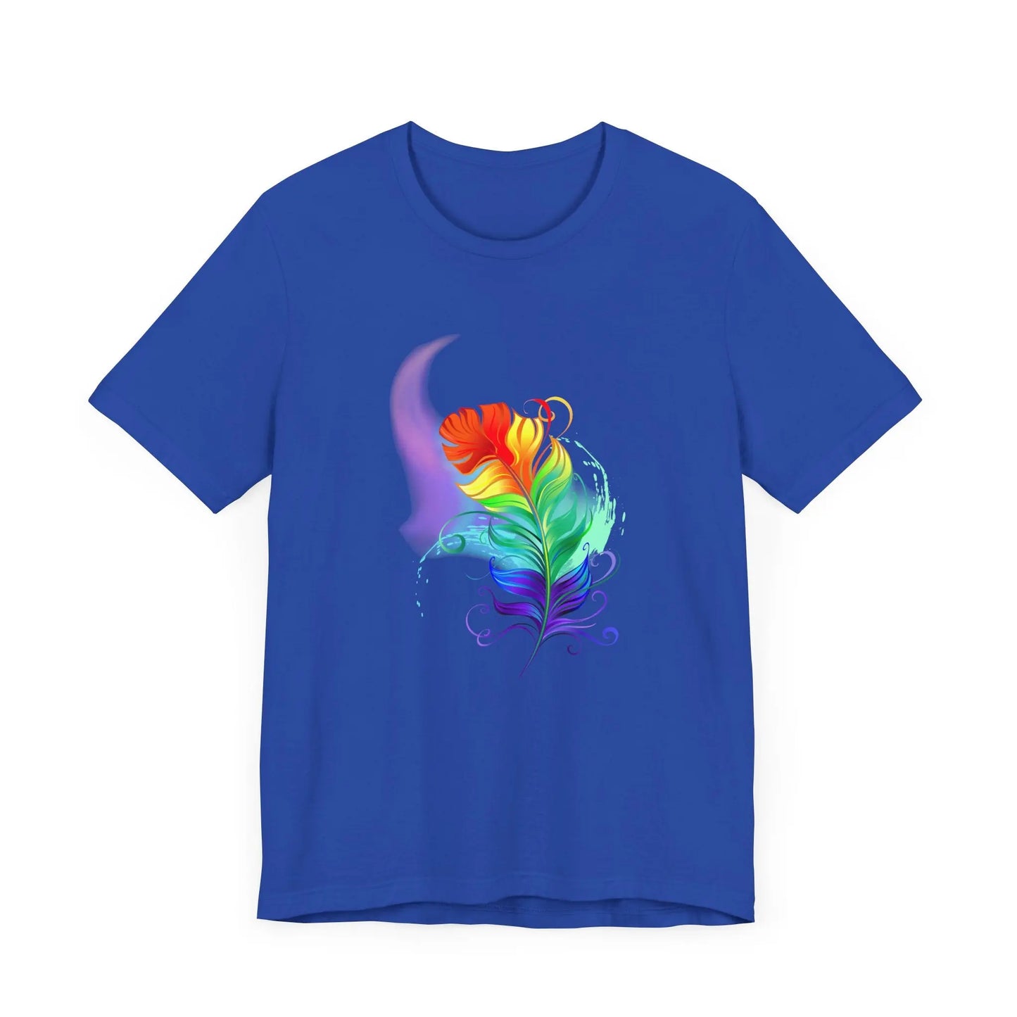 Colorful Feather Unisex T-Shirt - Vibrant Artwork for PRIDE and Self-Expression Printify