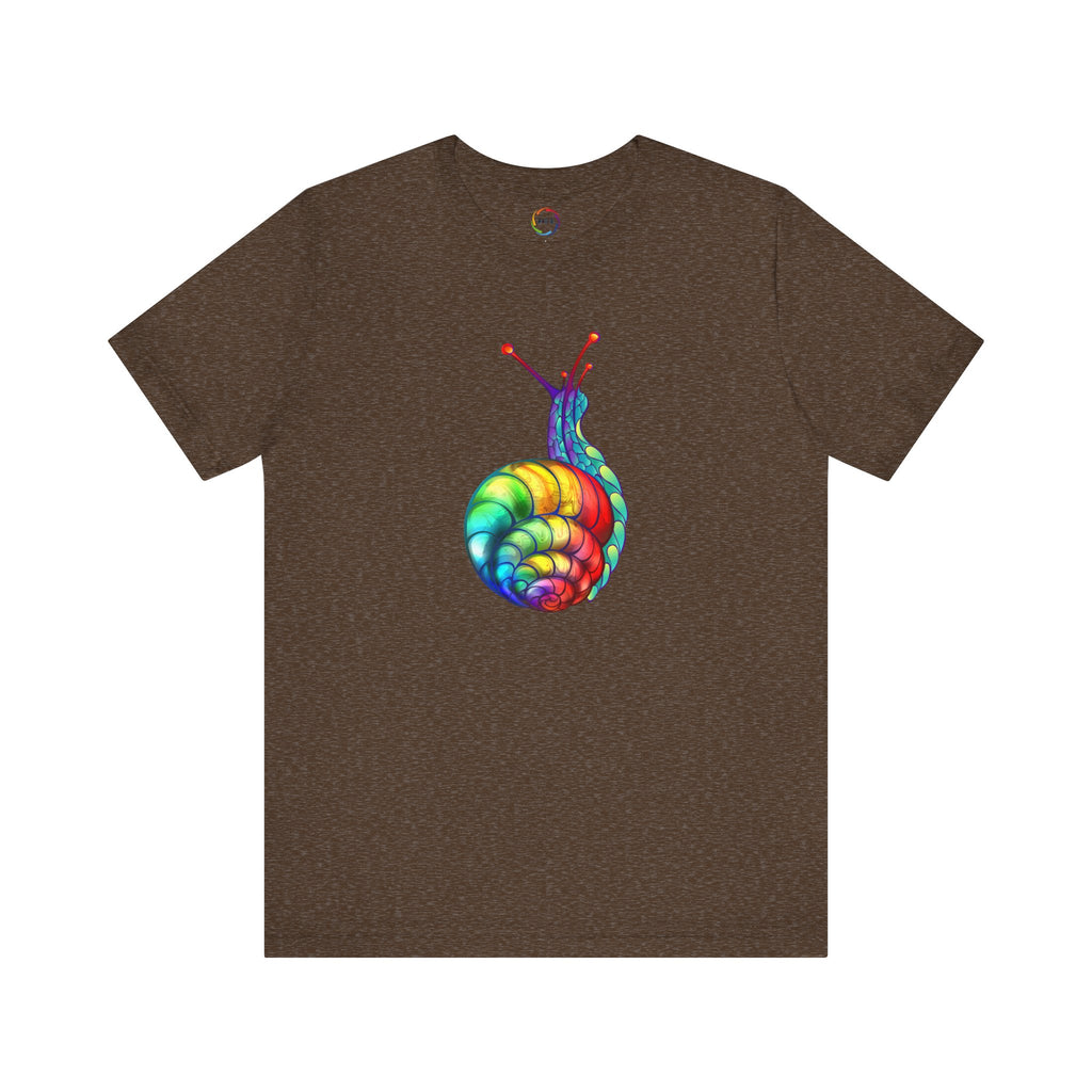 Rainbow Snail Unisex Jersey Tee - Colorful Short Sleeve Shirt