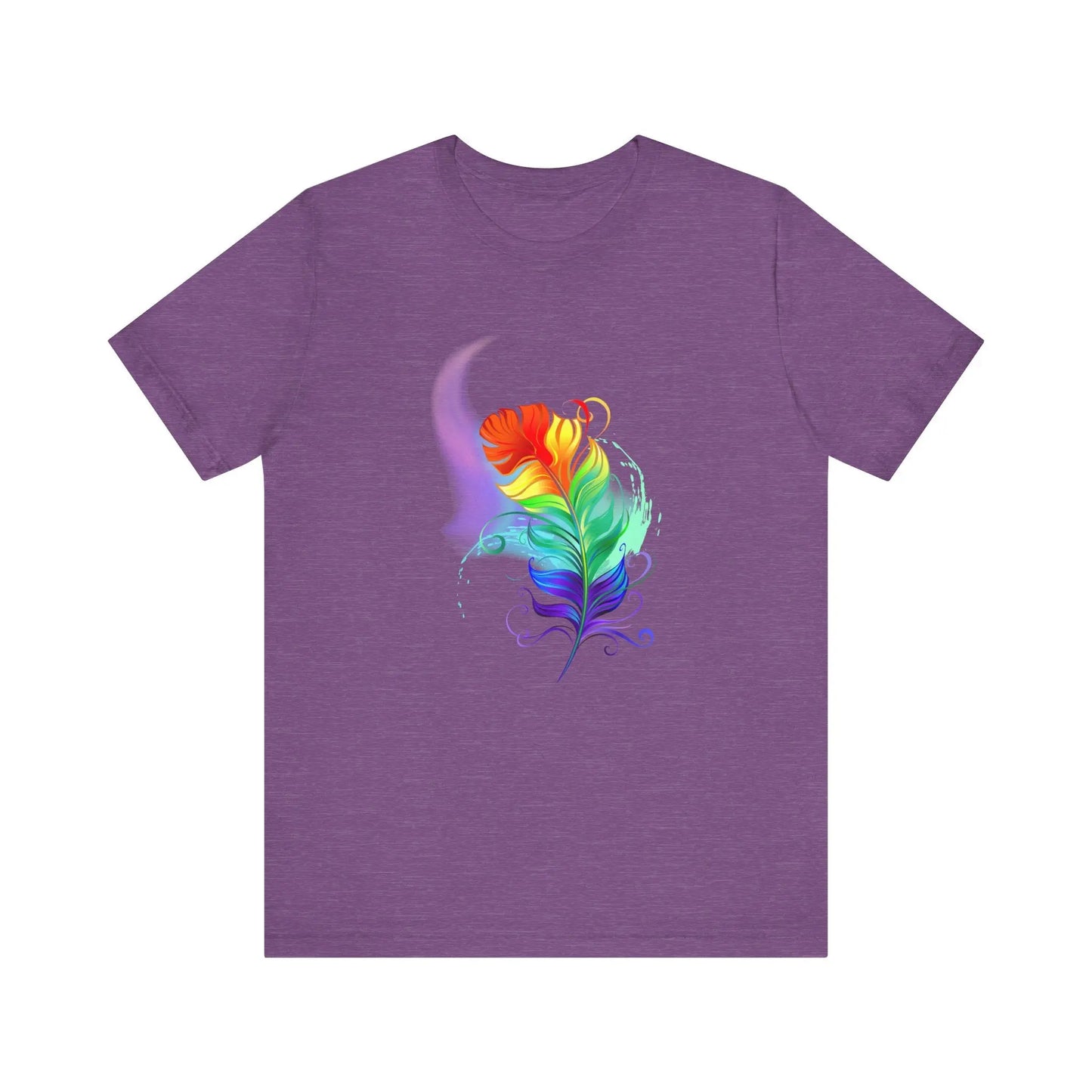 Colorful Feather Unisex T-Shirt - Vibrant Artwork for PRIDE and Self-Expression Printify