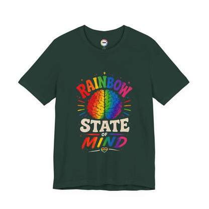Rainbow State of Mind T‑Shirt — Colorful Brain Pride Graphic Tee Printify